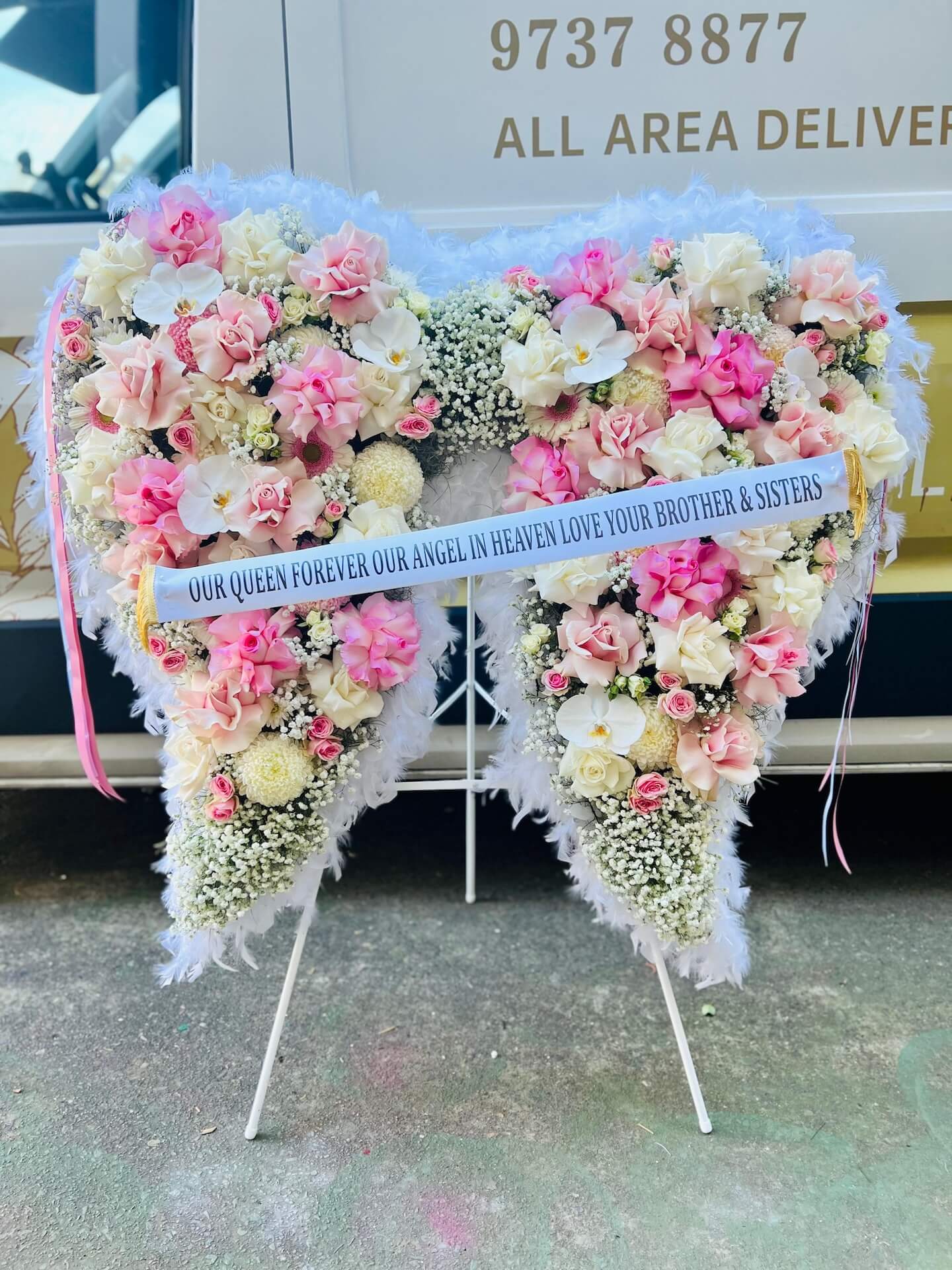 Funeral tributes, wreaths, hearts, crosses and sprays