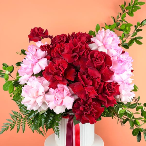 28 Red & Pink Roses Pot Arrangement 1