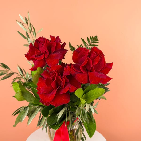 3 reflexed red rose vase 2
