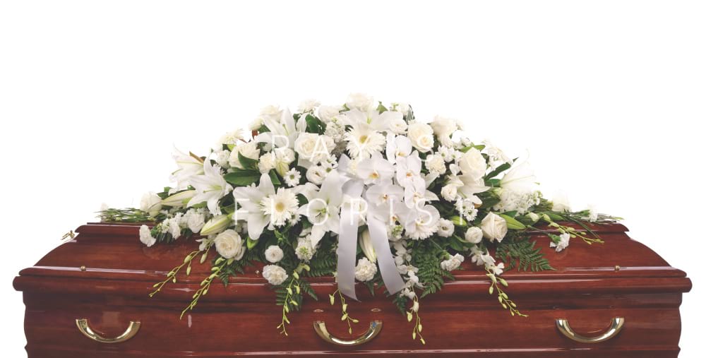 Premium Seasonal White Casket Spray