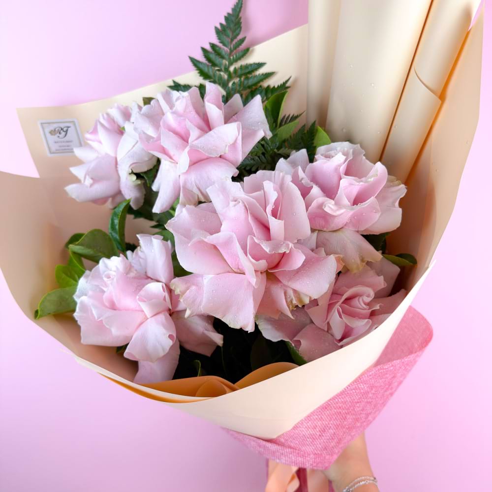 6 Reflexed Pink Roses Bouquet