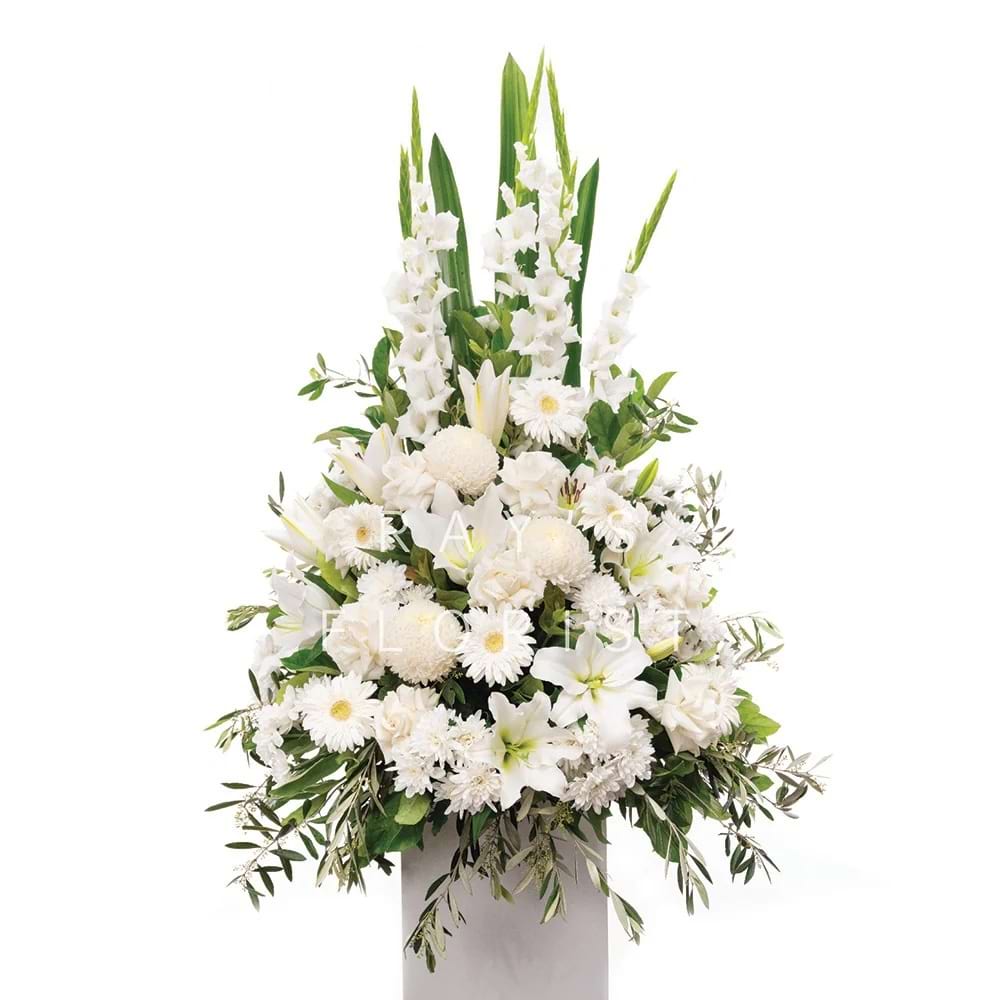 Traditional Seasonal White Bowl Arrangement
