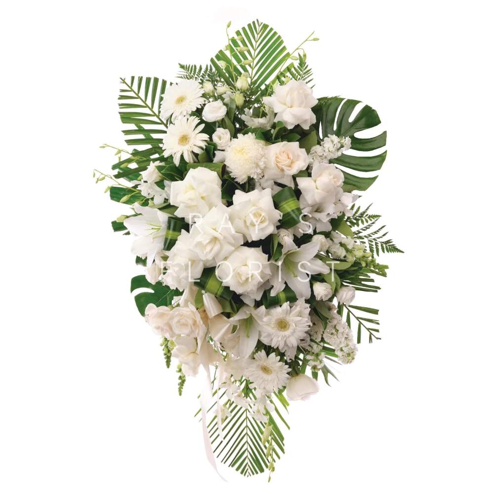 Premium White Open Spray Funeral Tribute