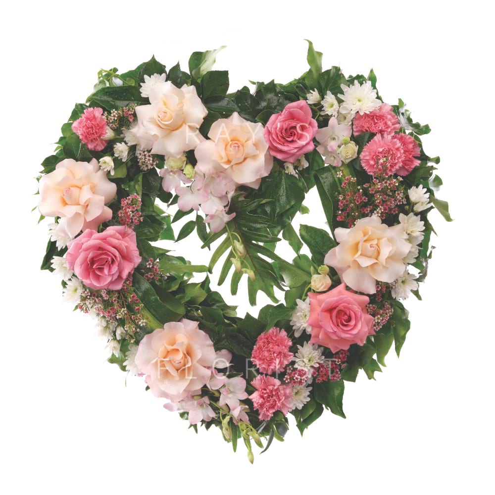 Contemporary Pink & White Open Heart Funeral Tribute