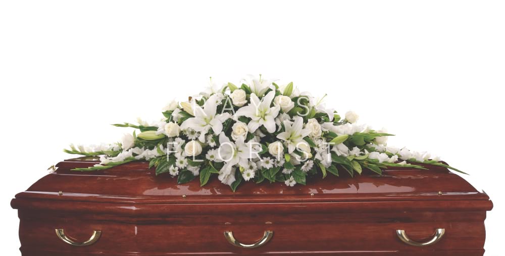 Traditional All White Seasonal Casket Spray