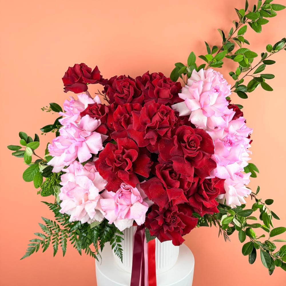 28 Red & Pink Roses Pot Arrangement