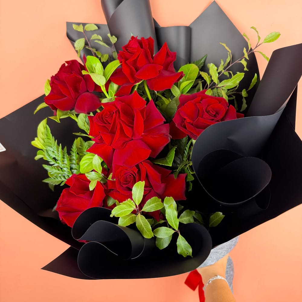 6 Reflexed Red Roses Bouquet