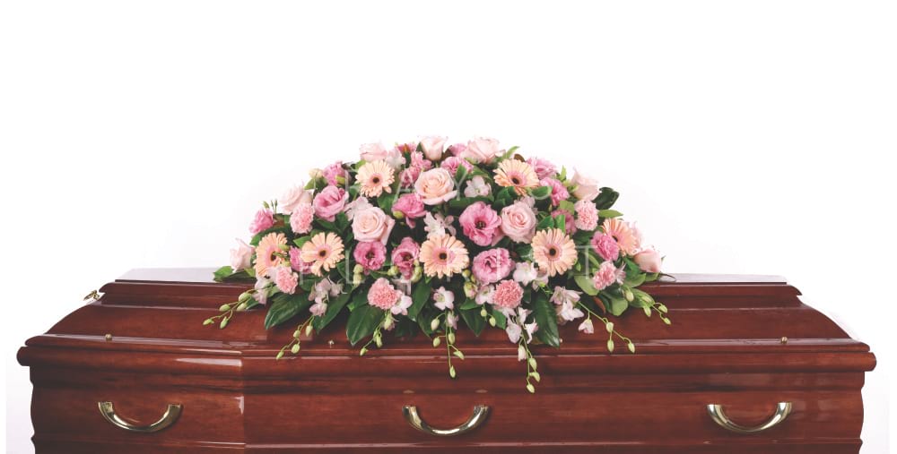 Contemporary Seasonal Pink Casket Spray