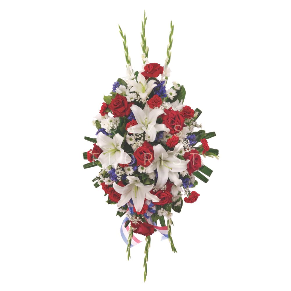 Red, White & Blue Oval Spray Funeral Tribute