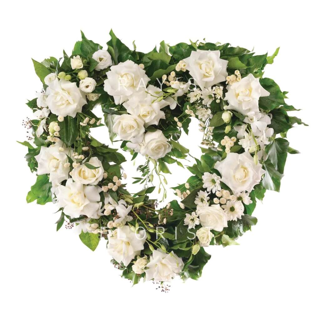 White & Greenery Open Heart Funeral Tribute