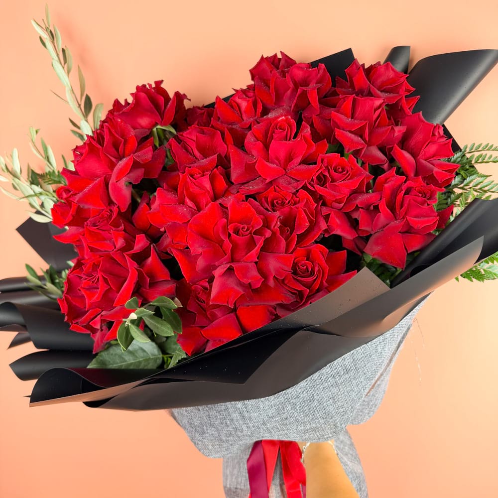 24 Reflexed Red Roses Bouquet